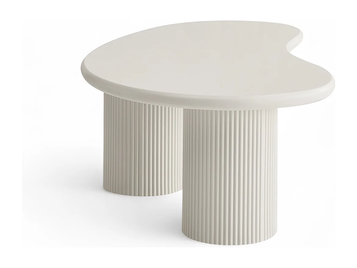 Couchtisch organisch Wave - Lackiert & MDF - Cremeweiß