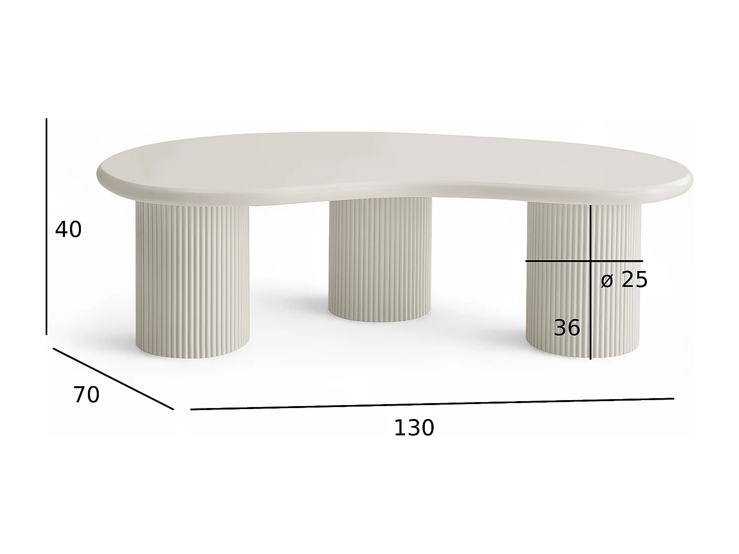 Couchtisch organisch Wave - Lackiert & MDF - Cremeweiß