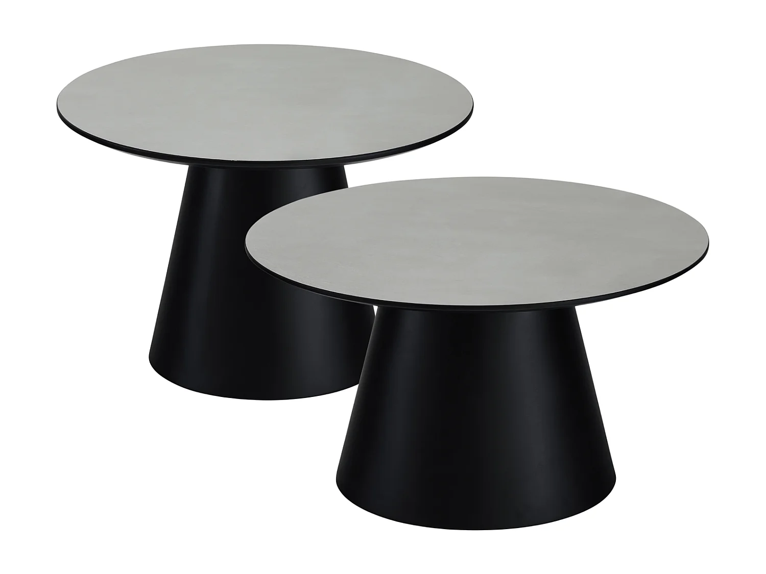 Couchtische 2er Set rund Tango - Beton-Optik & MDF - Hellgrau