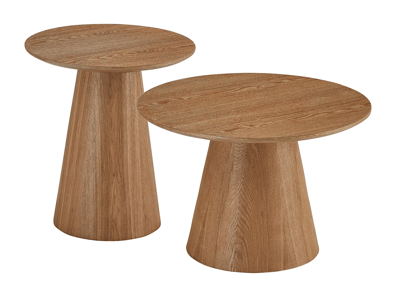 Couchtische 2er Set rund Tango - Eichenfurnier & MDF - Wildeiche