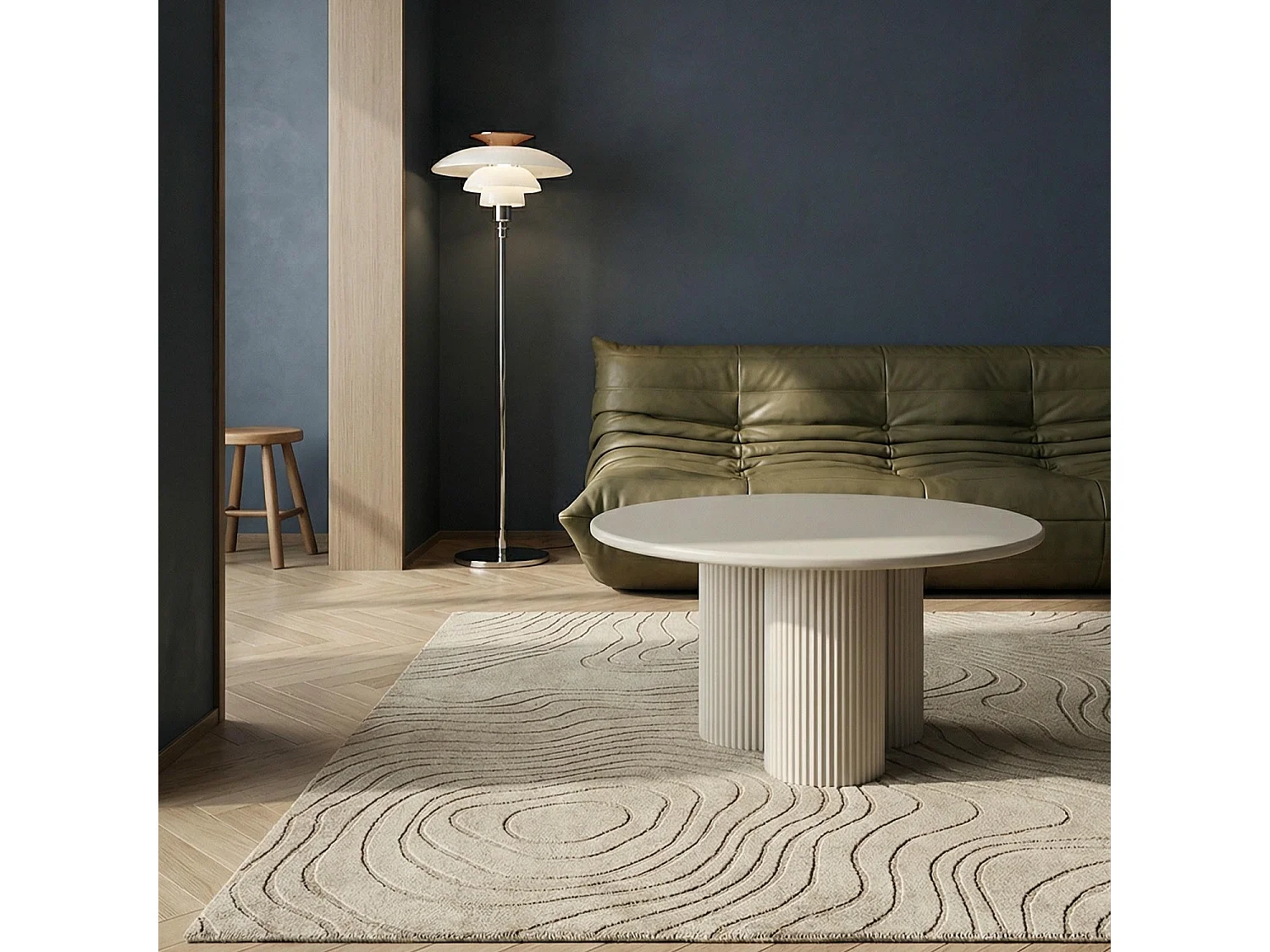 Couchtische 2er Set rund Flow - Lackiert & MDF - Cremeweiß