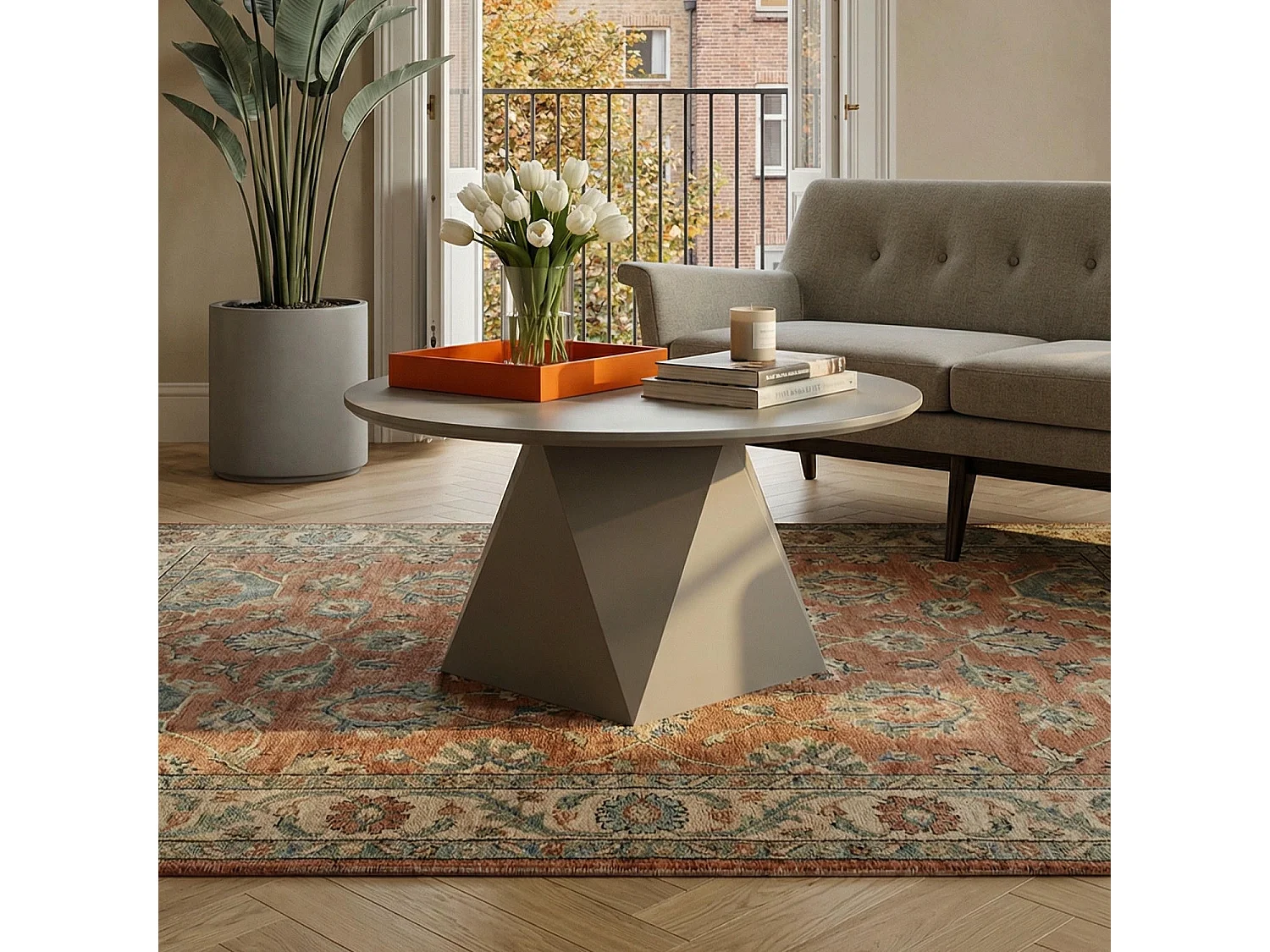 Couchtisch rund Aura - Lackiert & MDF - Beige