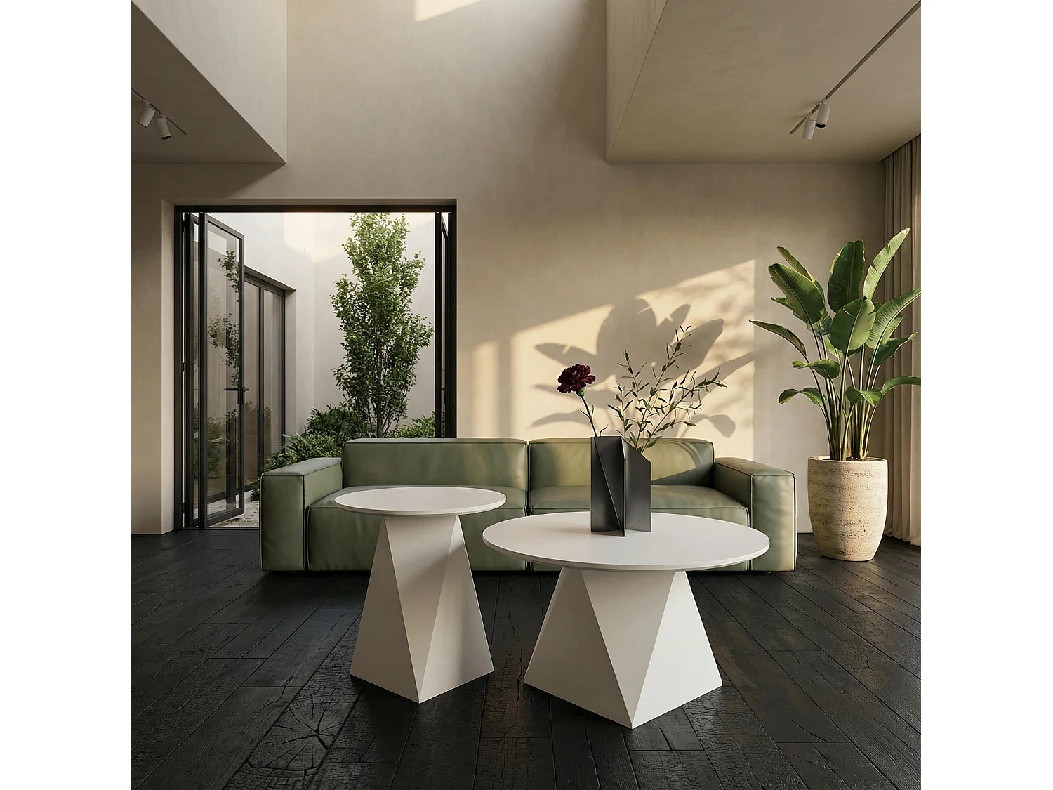 Couchtische 2er Set rund Aura - Lackiert & MDF - Cremeweiß