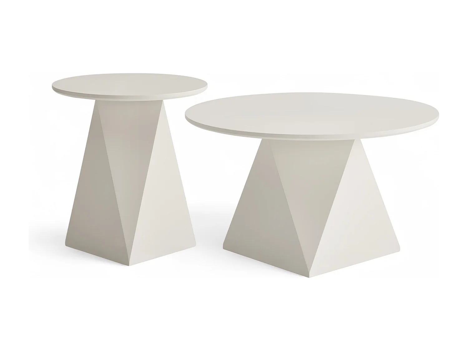 Couchtische 2er Set rund Aura - Lackiert & MDF - Cremeweiß