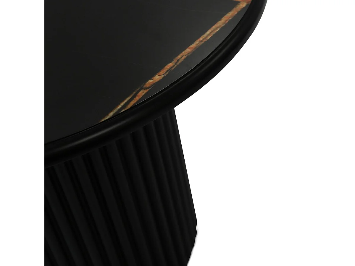 Couchtische 2er Set rund Easy - Marmor-Optik & MDF - Schwarz