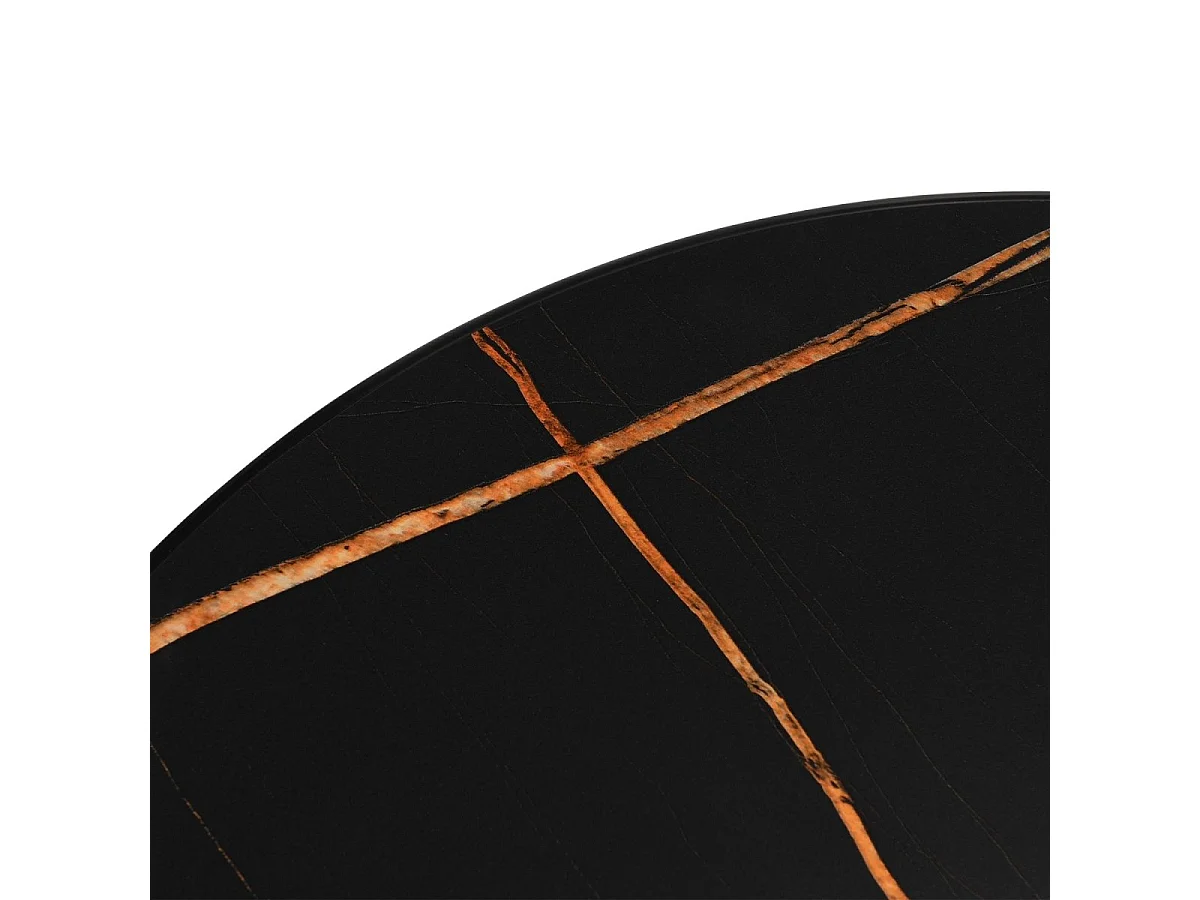 Couchtische 2er Set rund Easy - Marmor-Optik & MDF - Schwarz