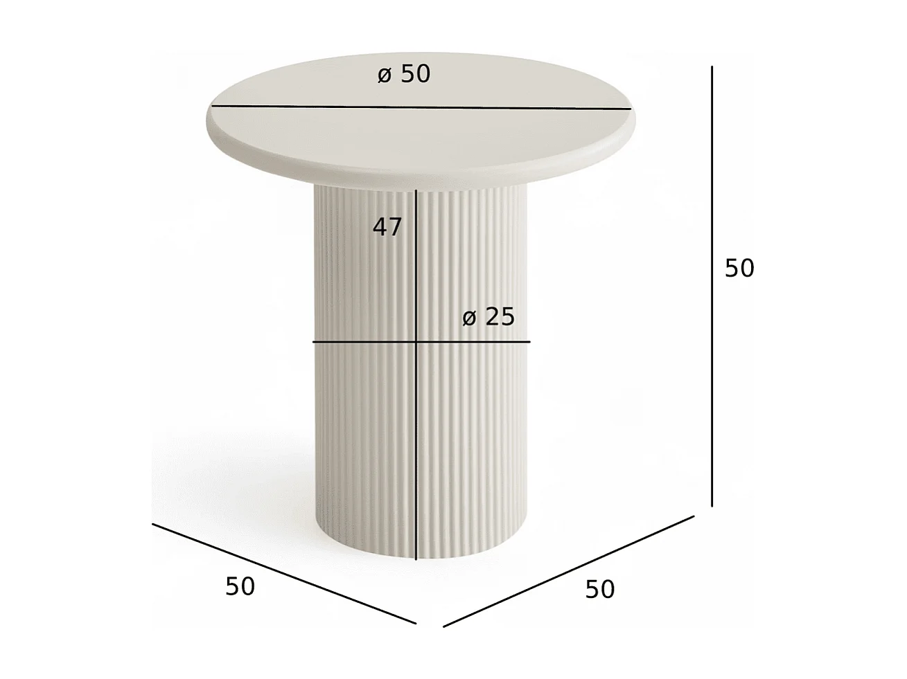Couchtisch rund Wave - Lackiert & MDF - Cremeweiß