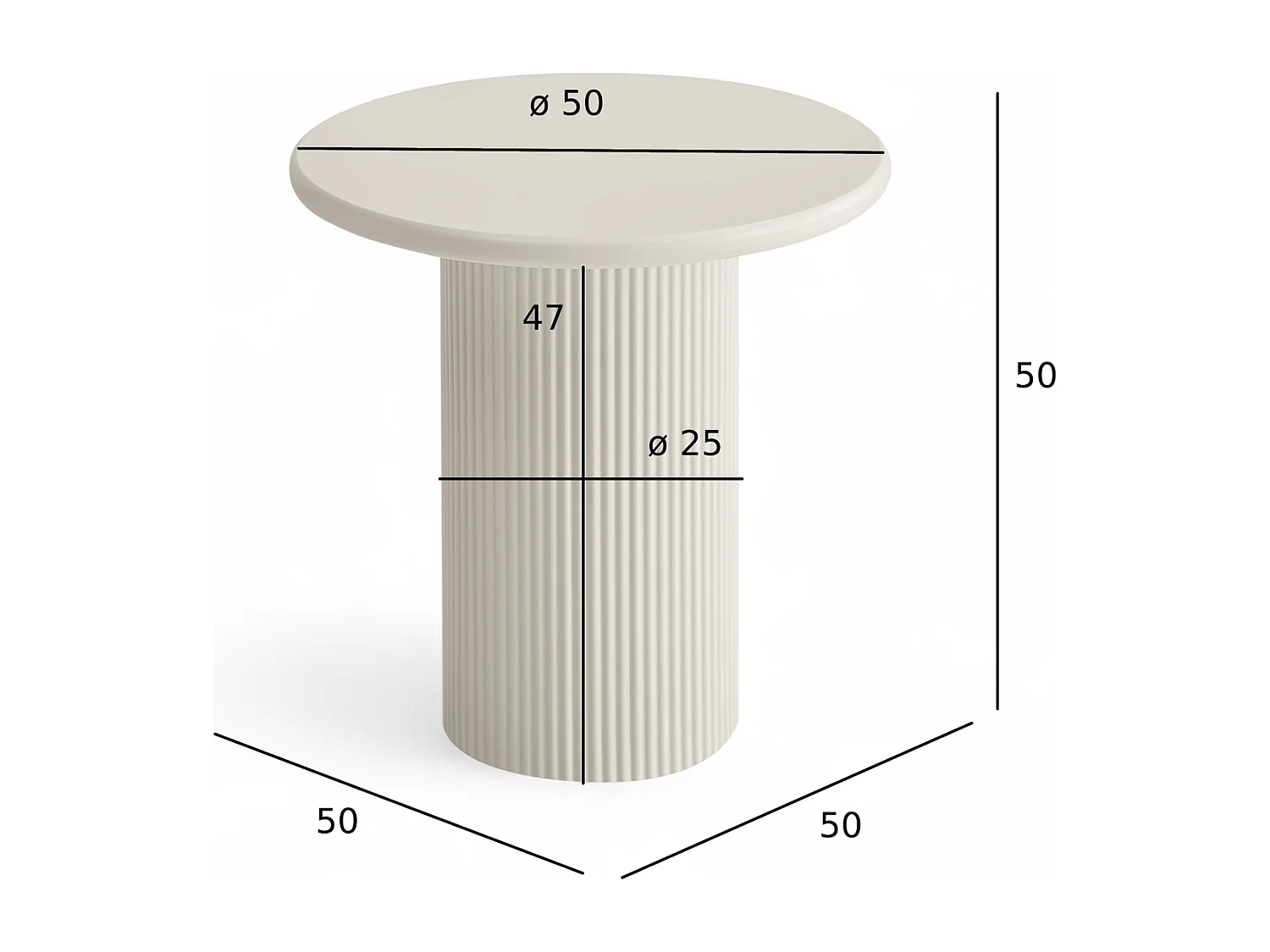 Couchtisch rund Wave - Lackiert & MDF - Cremeweiß