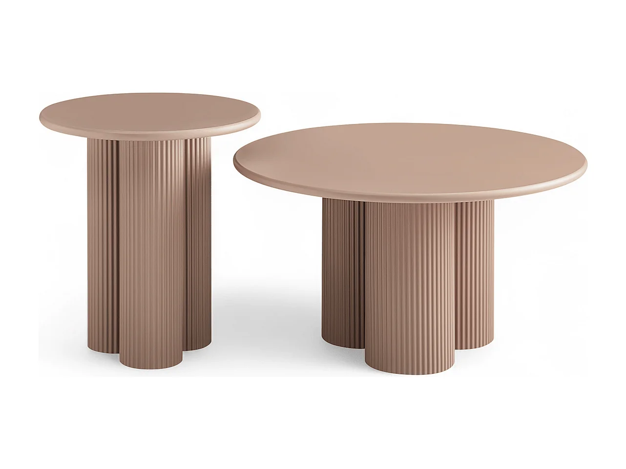 Couchtische 2er Set rund Flow - Lackiert & MDF - Mocha Mousse
