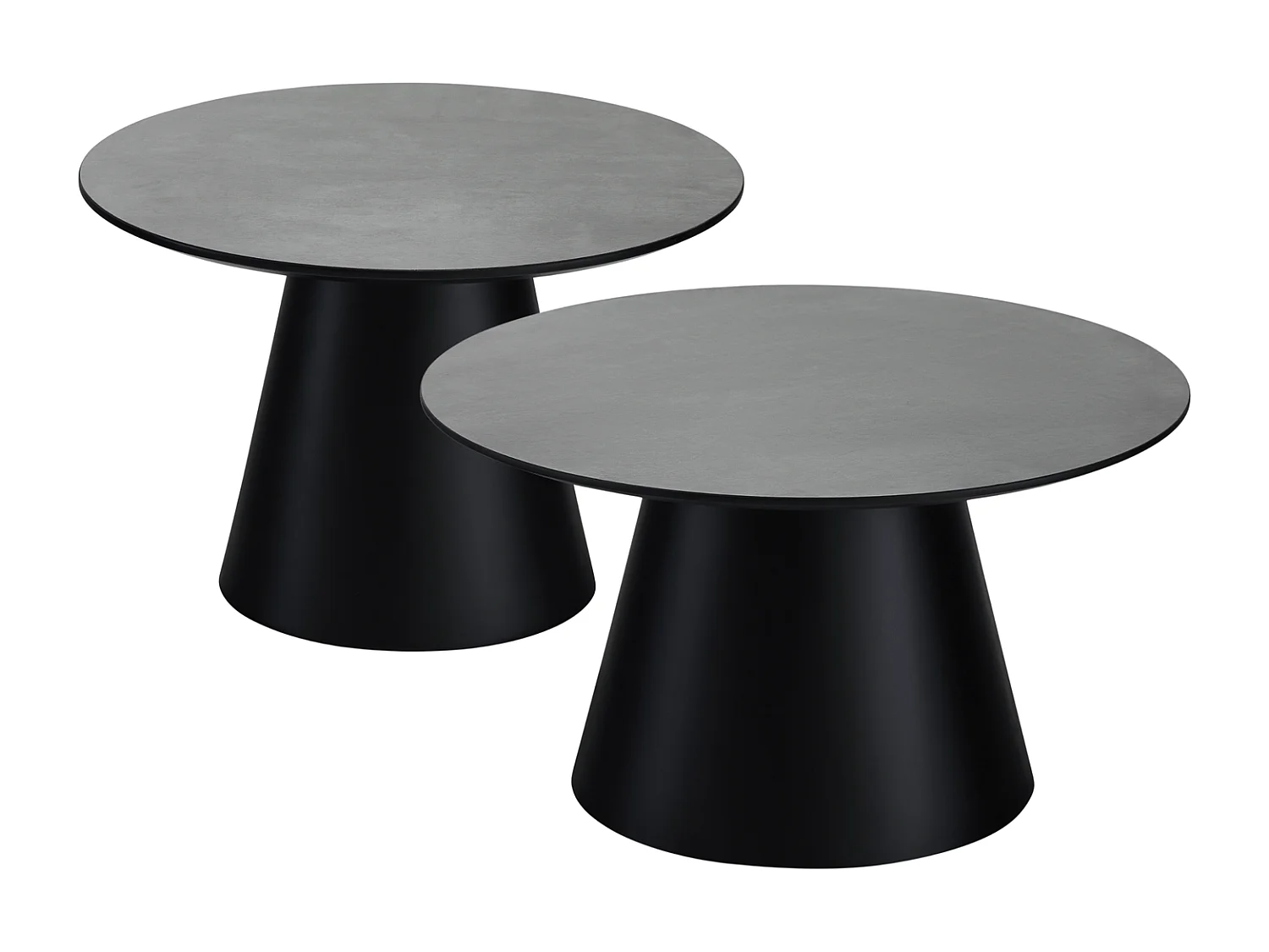Couchtische 2er Set rund Tango - Beton-Optik & MDF - Dunkelgrau