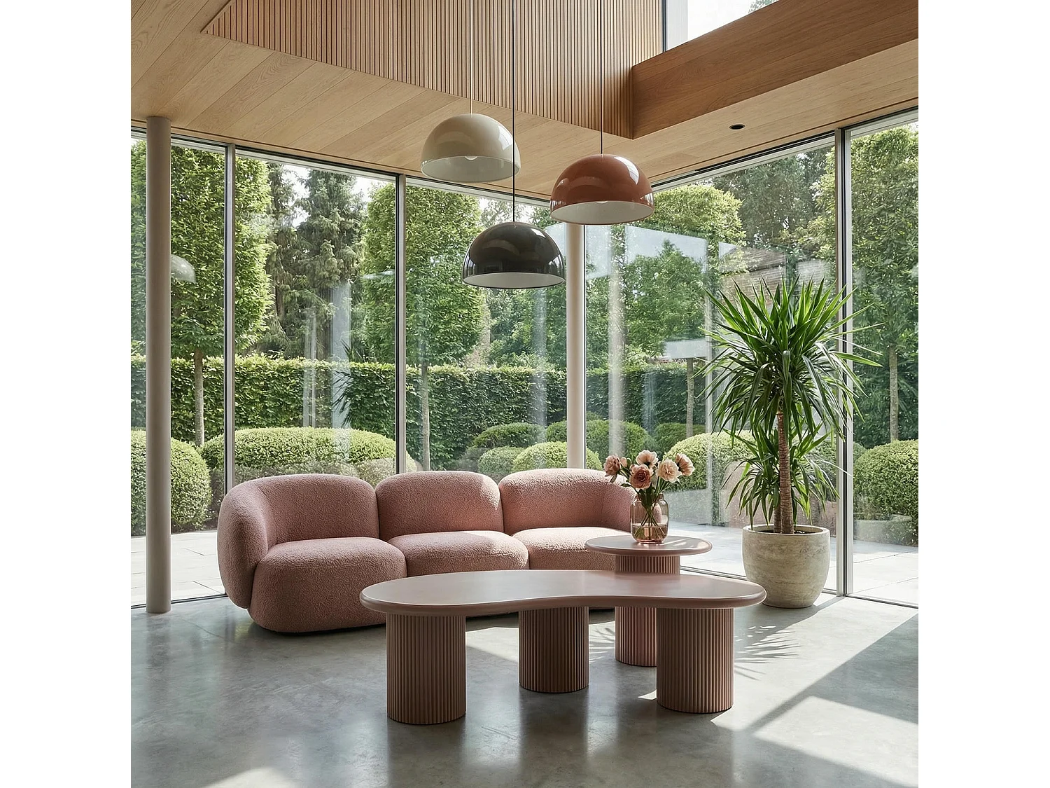 2er Set Couchtich ø50/130x70 cm Mocha Mousse