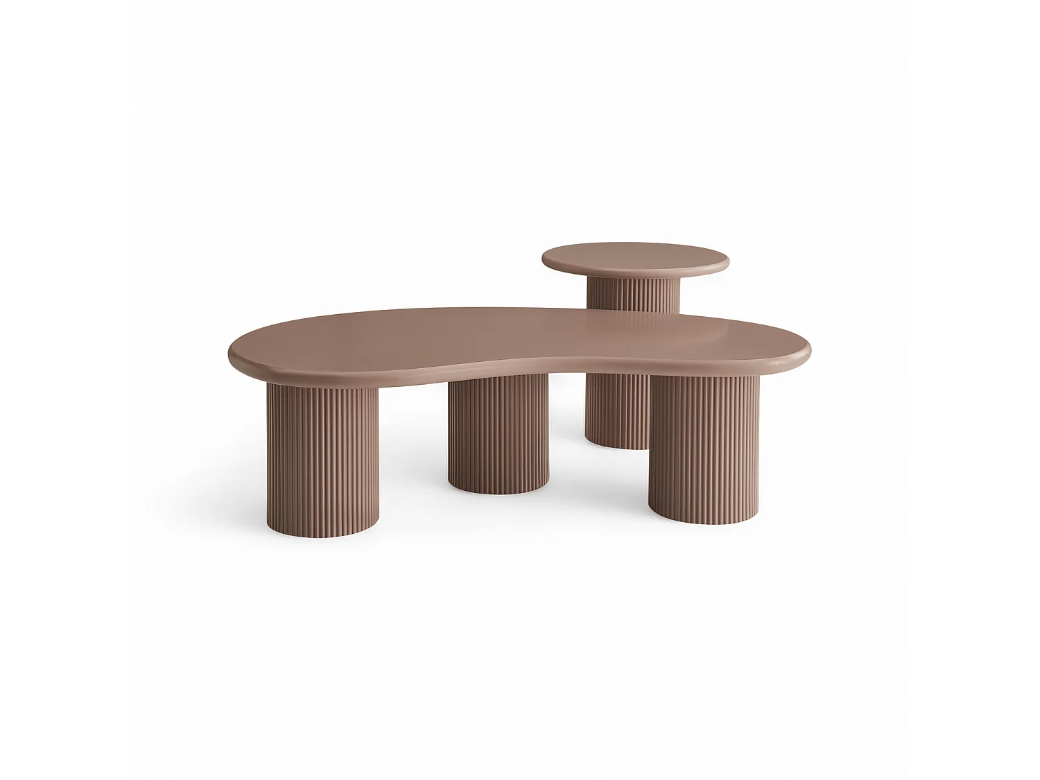 2er Set Couchtich ø50/130x70 cm Mocha Mousse