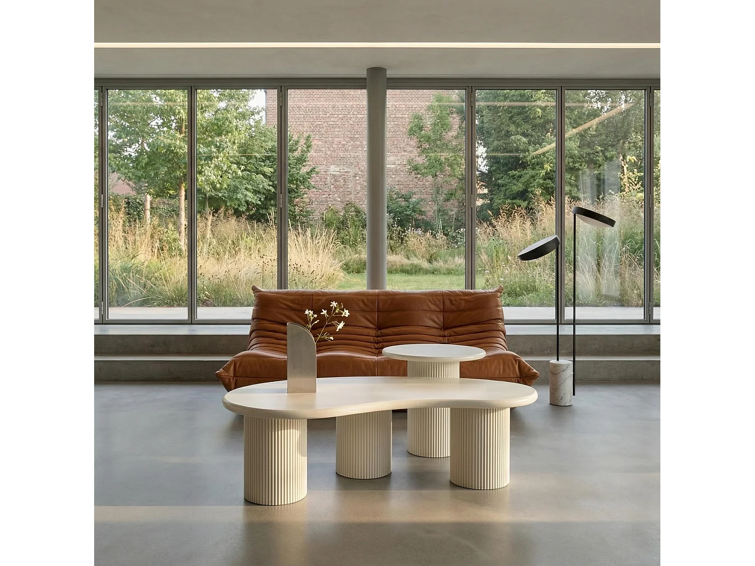 Couchtische 2er Set rund/organisch Wave - Lackiert & MDF - Cremeweiß