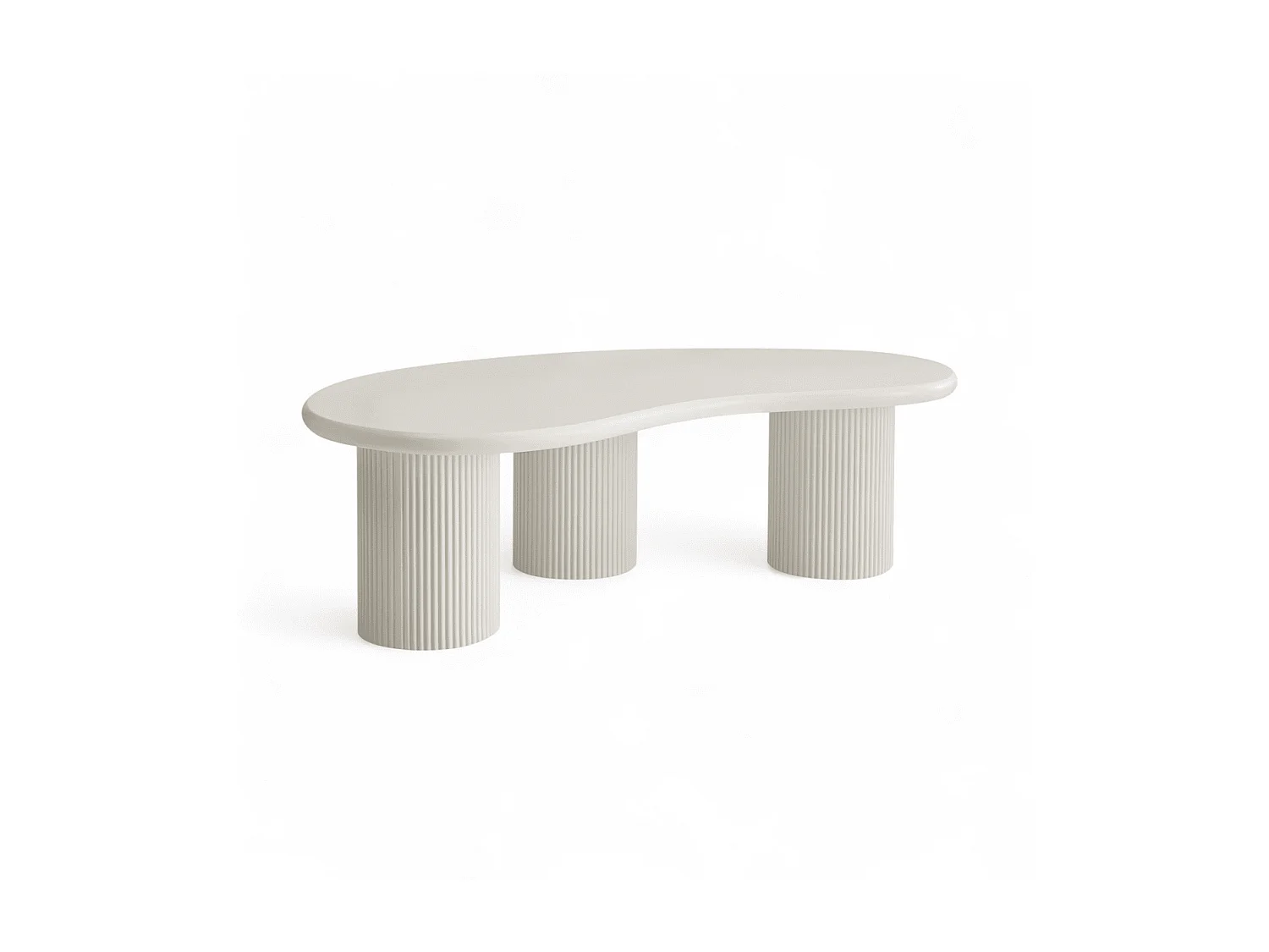 Couchtische 2er Set rund/organisch Wave - Lackiert & MDF - Cremeweiß