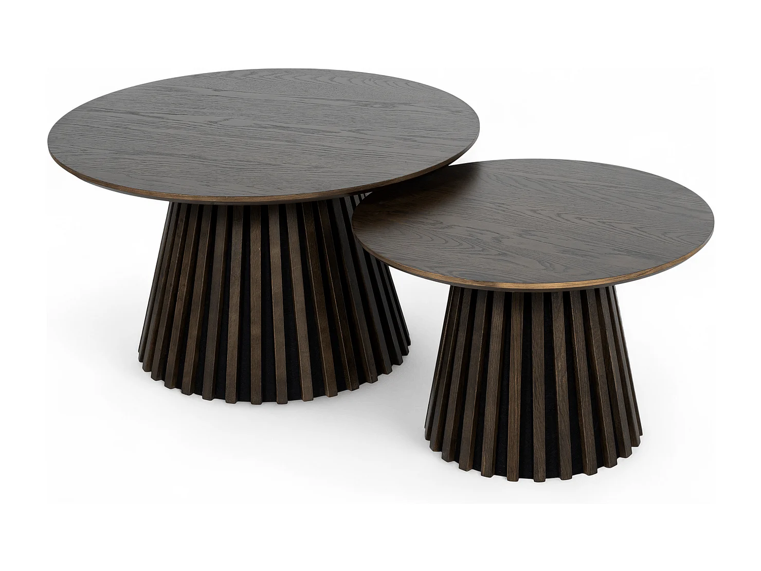 Couchtische 2er Set rund Svendborg - Eichenfurnier & MDF - Räuchereiche