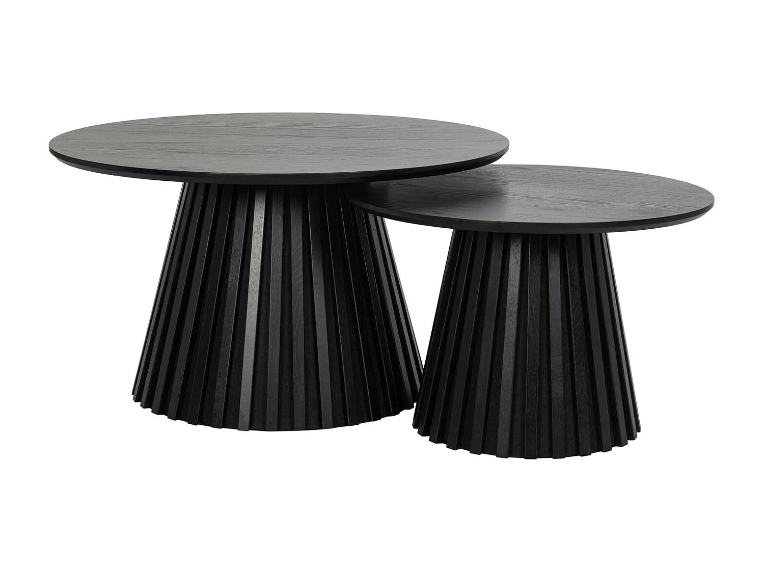 Couchtische 2er Set rund Svendborg - Eichenfurnier & MDF - Schwarz