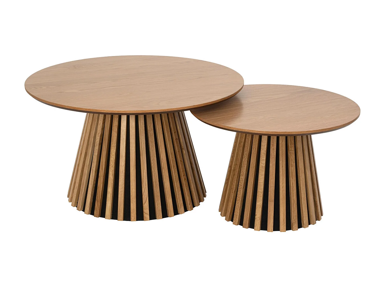 Couchtische 2er Set rund Svendborg - Eichenfurnier & MDF - Wildeiche