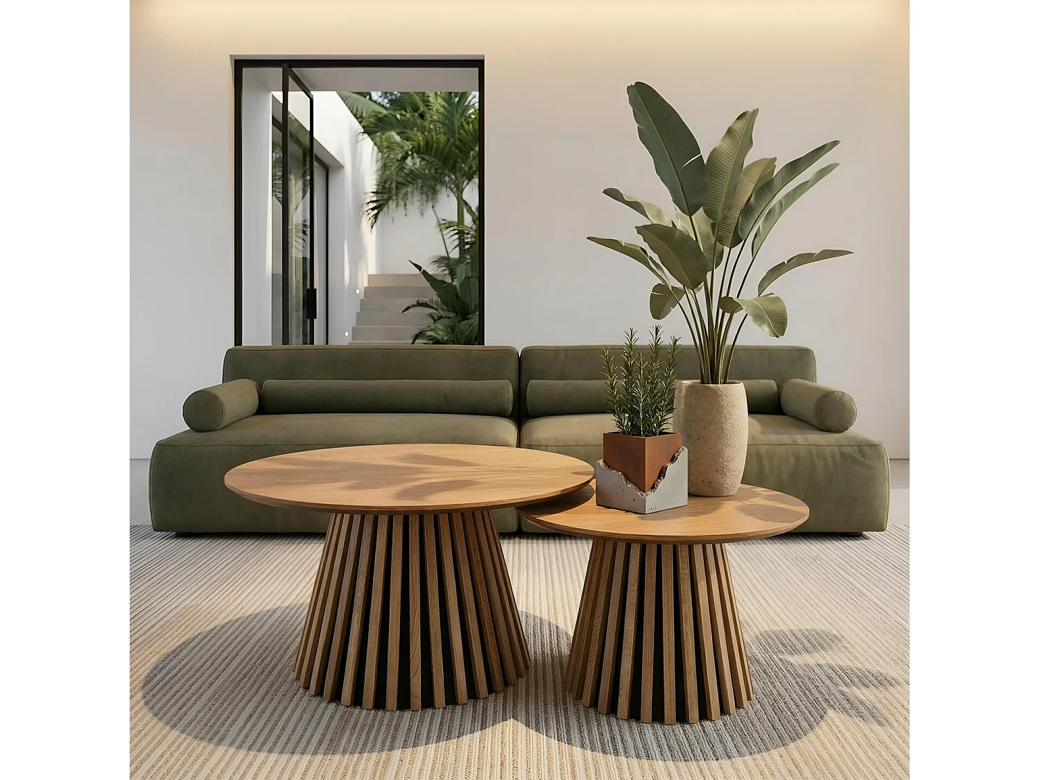 Couchtische 2er Set rund Svendborg - Eichenfurnier & MDF - Wildeiche