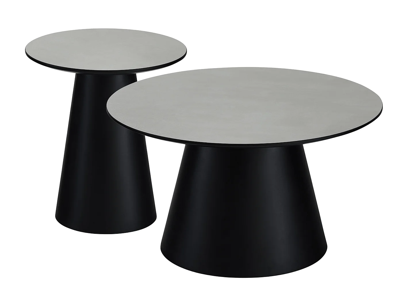 Couchtische 2er Set rund Tango - Beton-Optik & MDF - Hellgrau