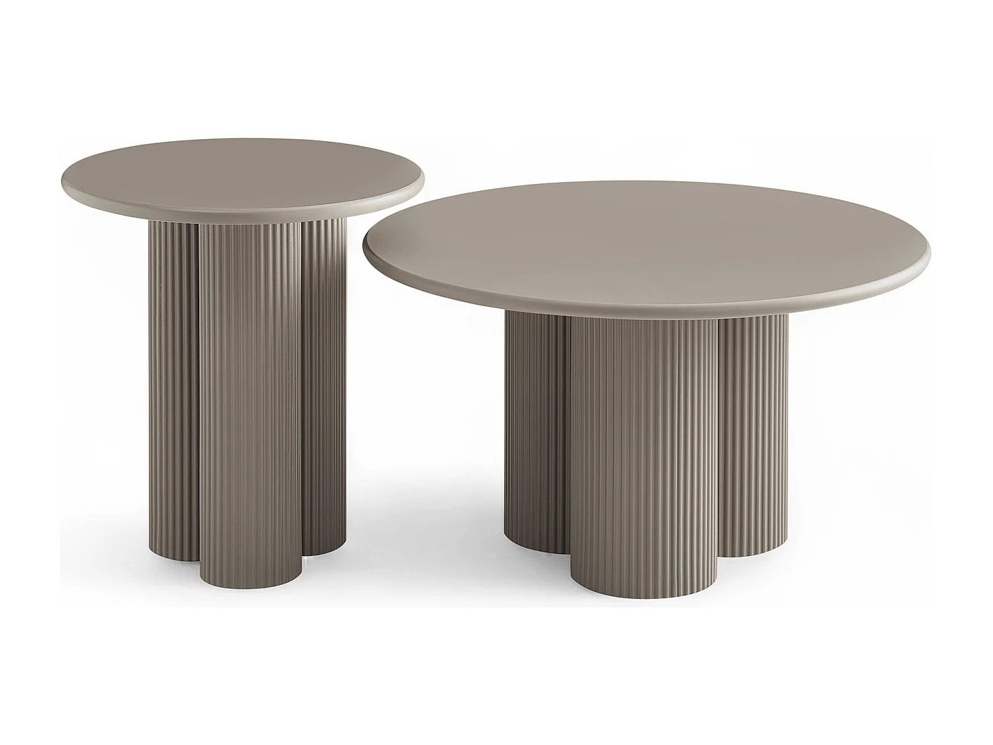 Couchtische 2er Set rund Flow - Lackiert & MDF - Beige