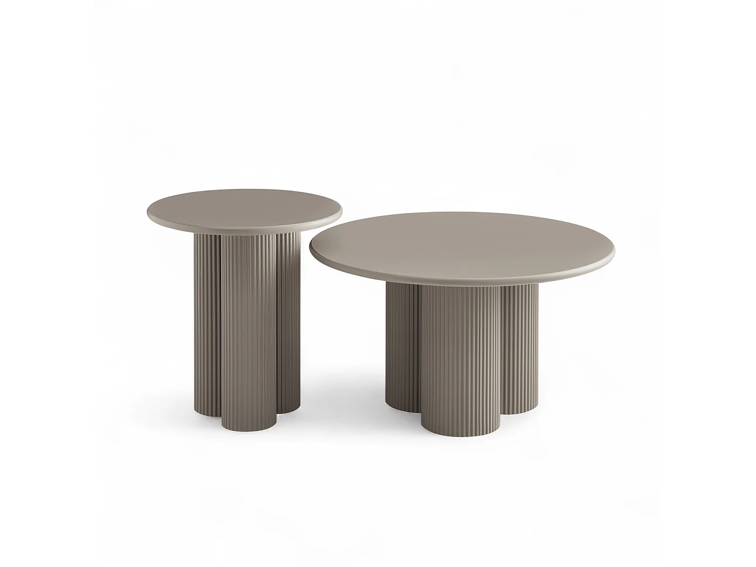 Couchtische 2er Set rund Flow - Lackiert & MDF - Beige