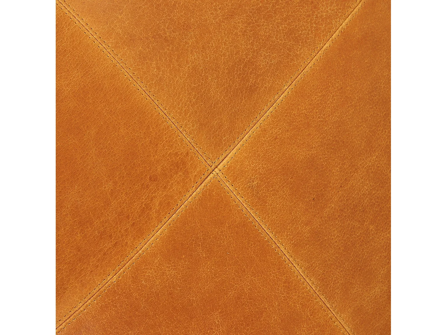 Hocker Pouf B60xT60xH45 Tenna - Leder & Baumwolle - Cognacbraun