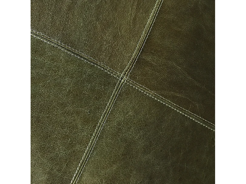 Hocker Pouf B75xT75xH45 Tenna - Leder & Baumwolle - Olivgrün