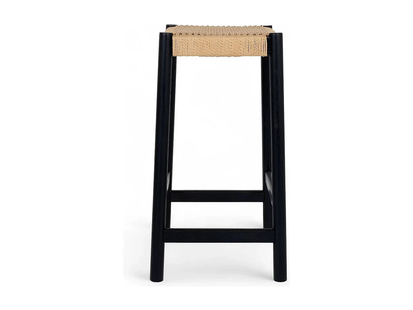 Barhocker 4er Set Ida - Papiergarn & Massives Eichenholz - Schwarz