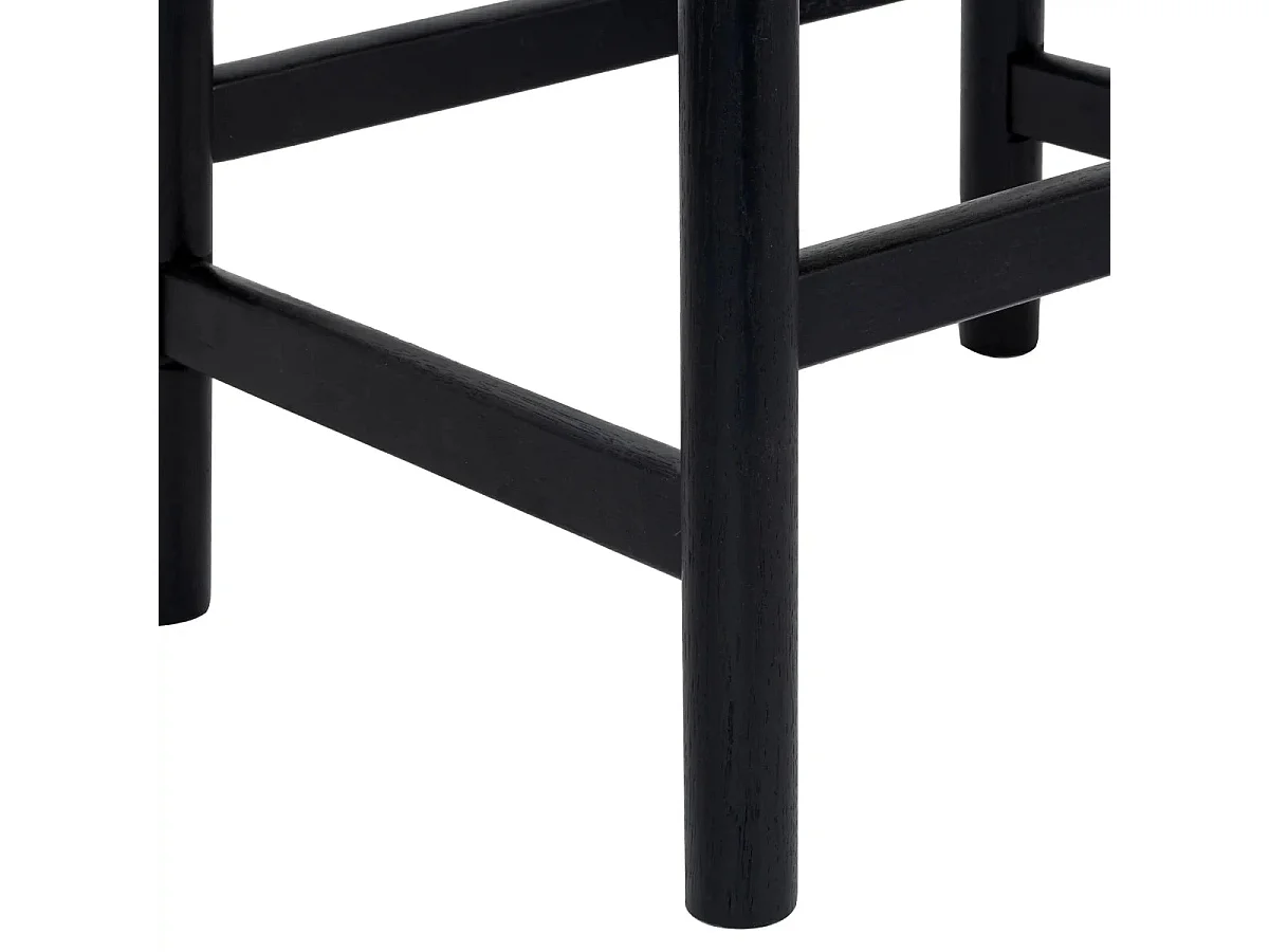 Barhocker 4er Set Ida - Papiergarn & Massives Eichenholz - Schwarz