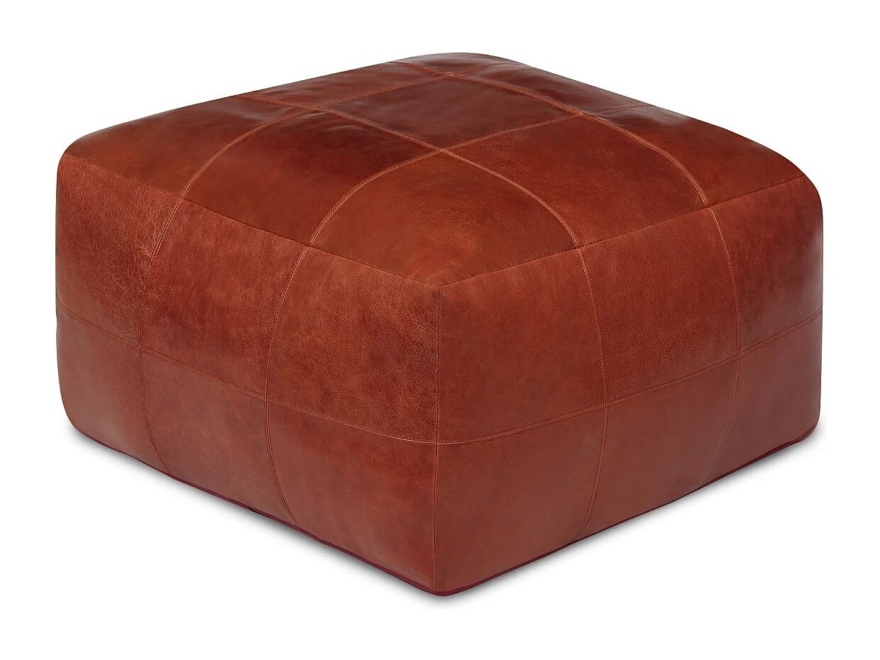 Hocker Pouf B60xT60xH45 Tenna - Leder & Baumwolle - Braun