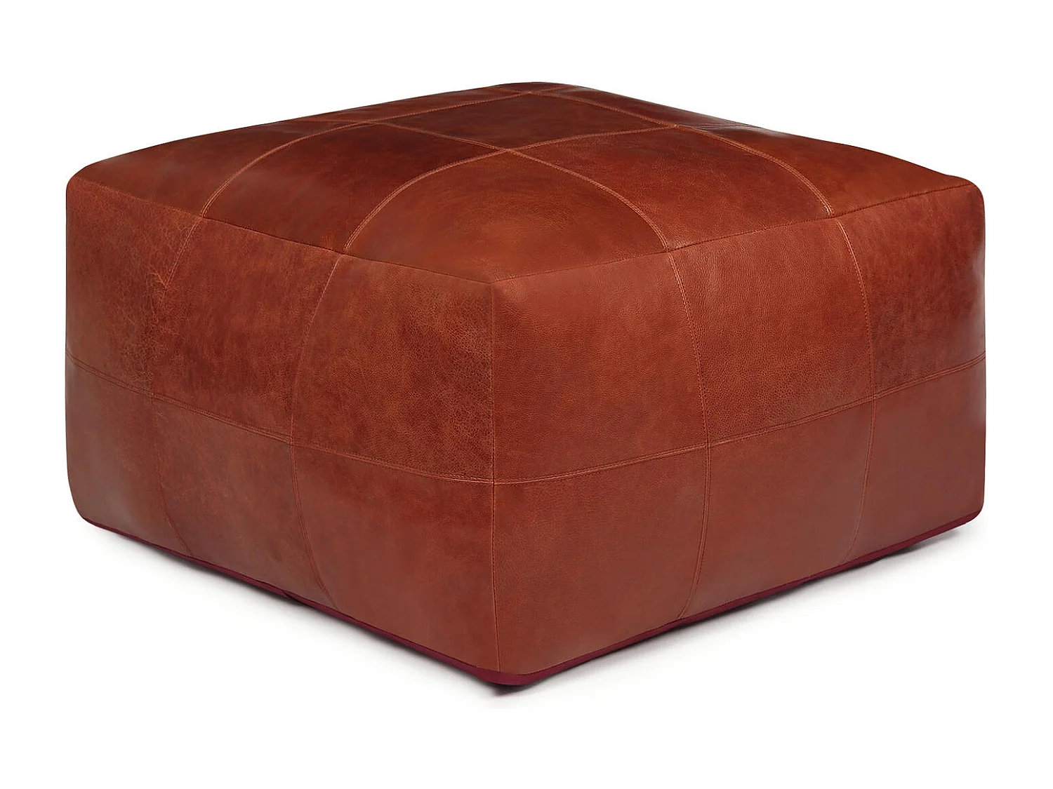 Hocker Pouf B60xT60xH45 Tenna - Leder & Baumwolle - Braun