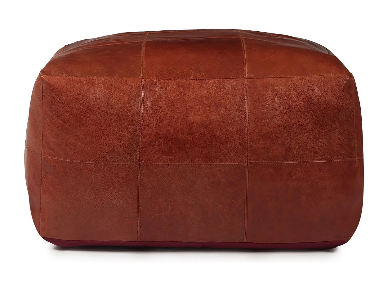 Hocker Pouf B60xT60xH45 Tenna - Leder & Baumwolle - Braun