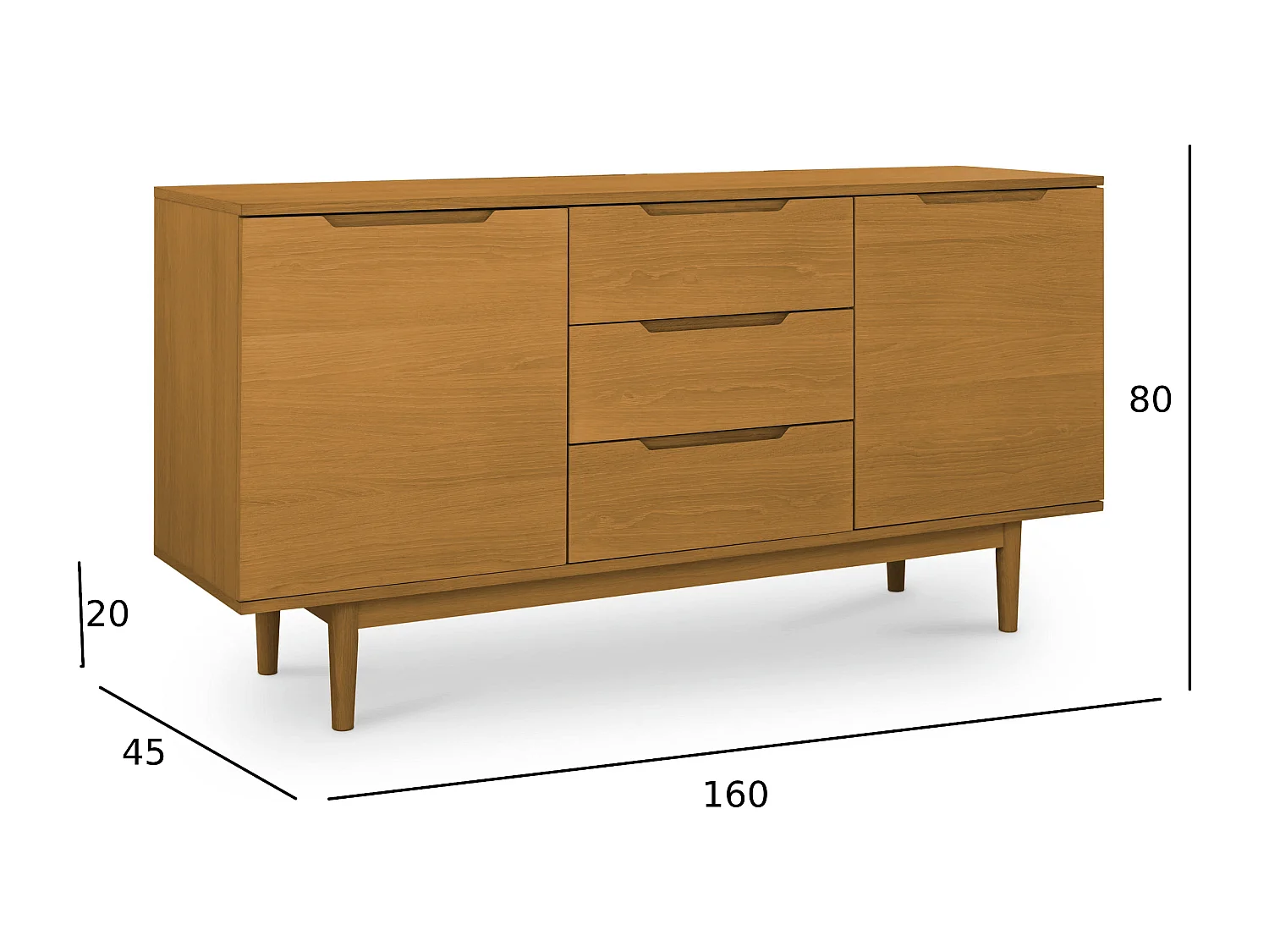 Sideboard mit 2 Türen Kerteminde - Eichenfurnier & MDF - Wildeiche