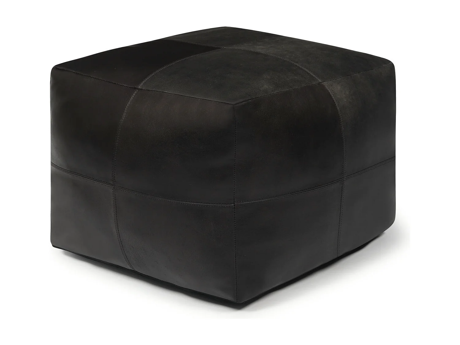 Hocker Pouf B50xT50xH45 Tenna - Leder & Baumwolle - Schwarz