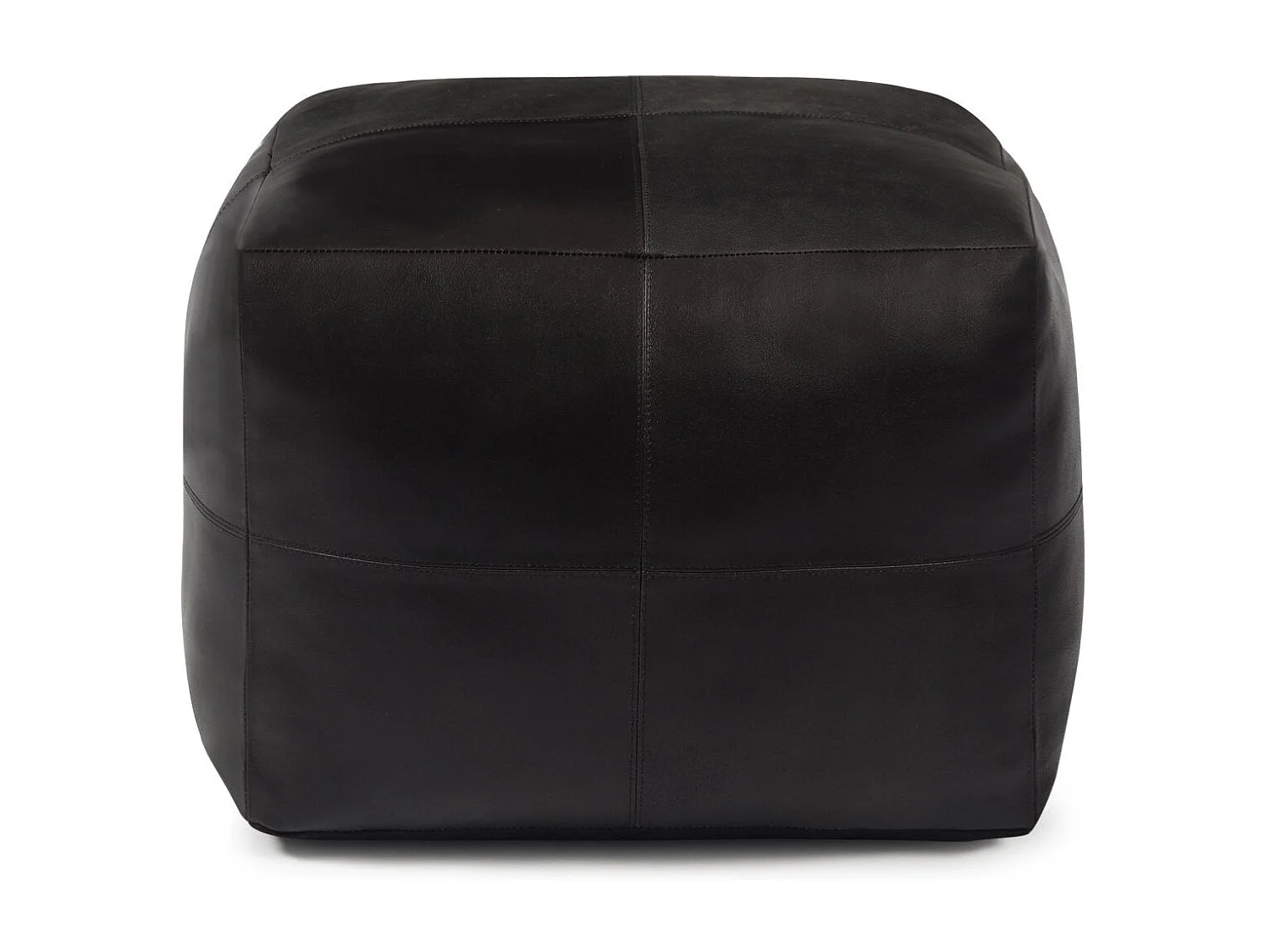 Hocker Pouf B50xT50xH45 Tenna - Leder & Baumwolle - Schwarz