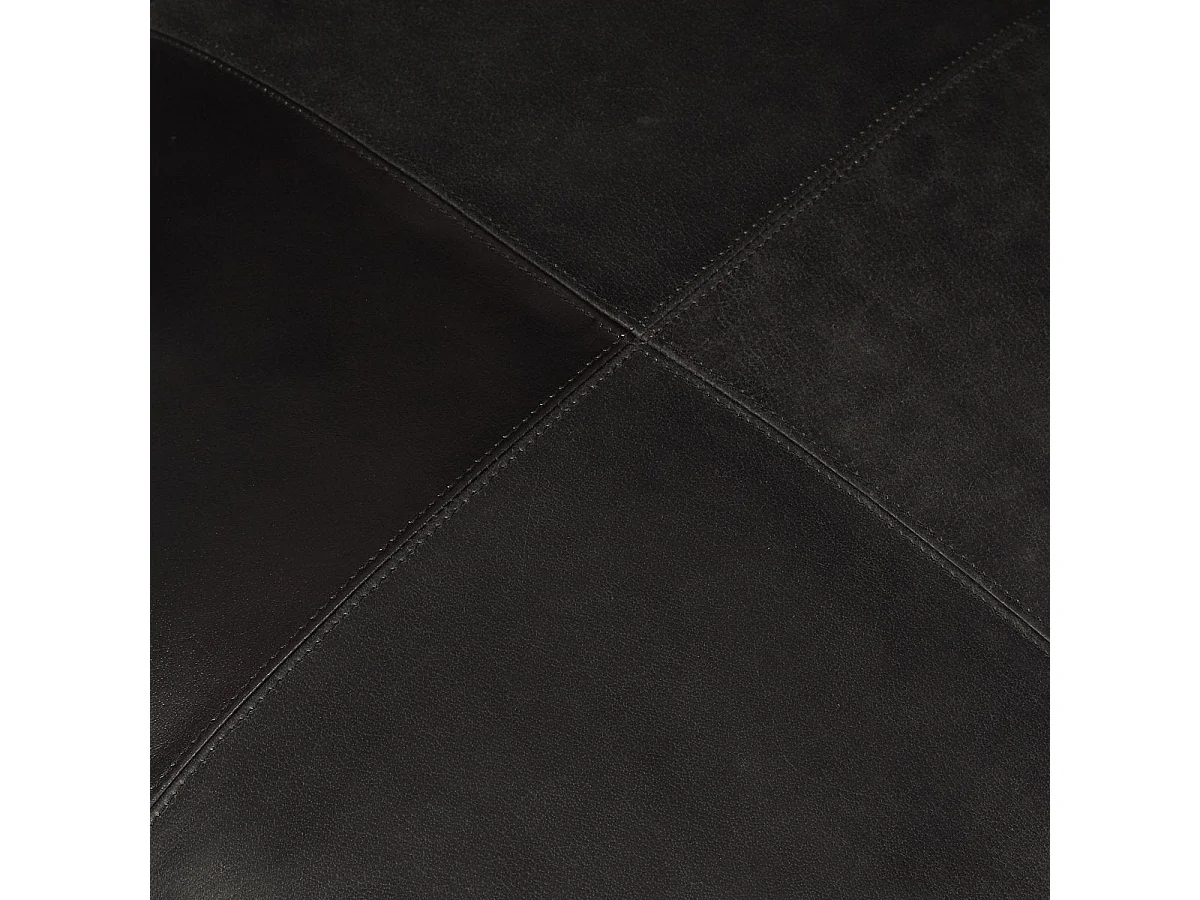 Hocker Pouf B50xT50xH45 Tenna - Leder & Baumwolle - Schwarz