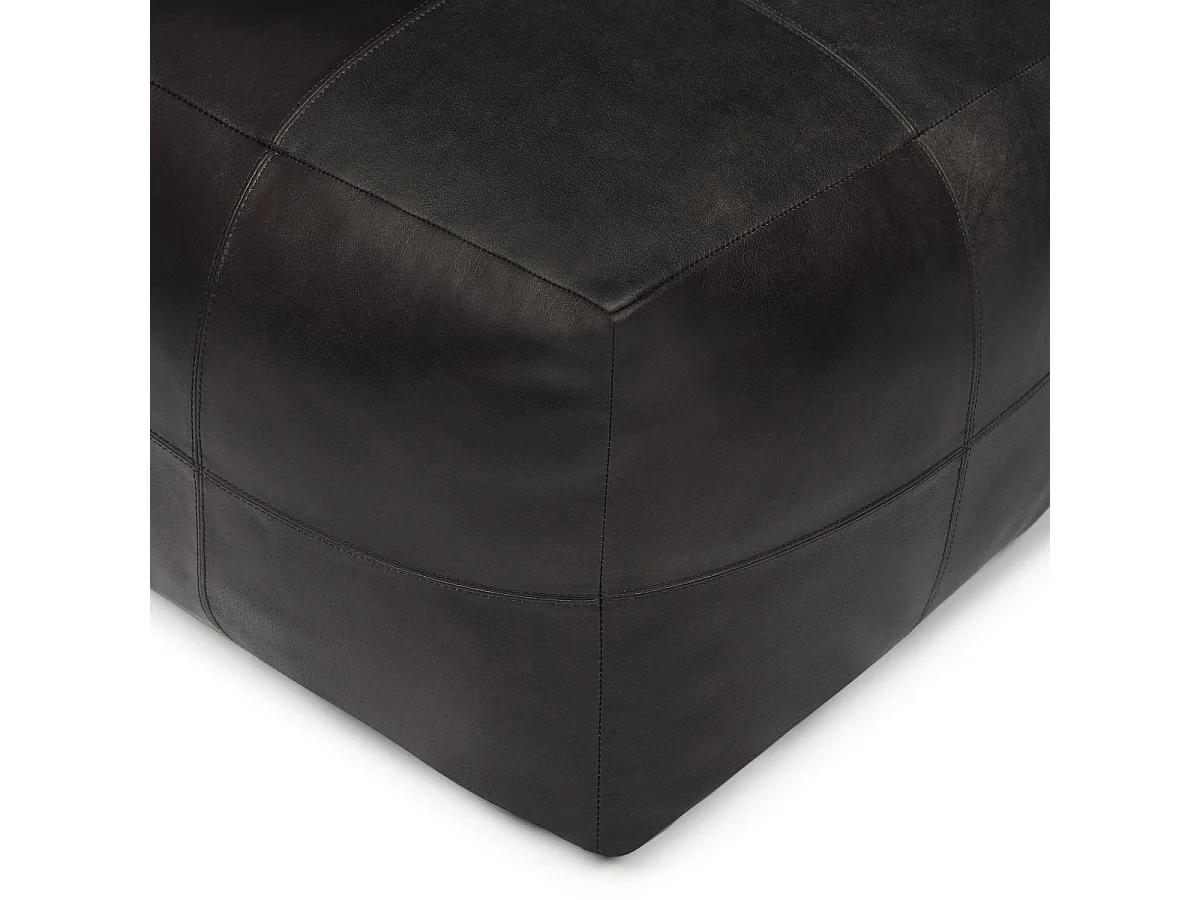 Hocker Pouf B50xT50xH45 Tenna - Leder & Baumwolle - Schwarz