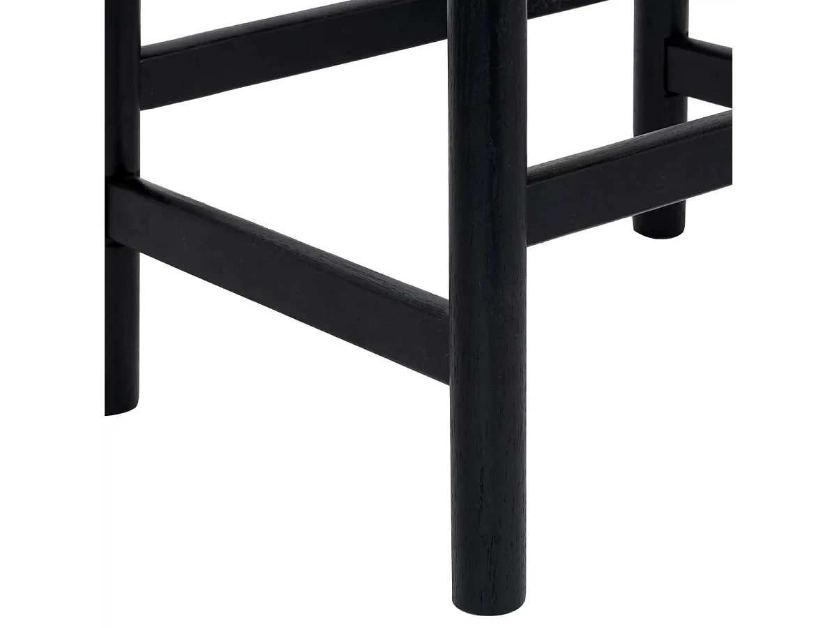 Barhocker 4er Set Ida - Papiergarn & Massives Eichenholz - Schwarz