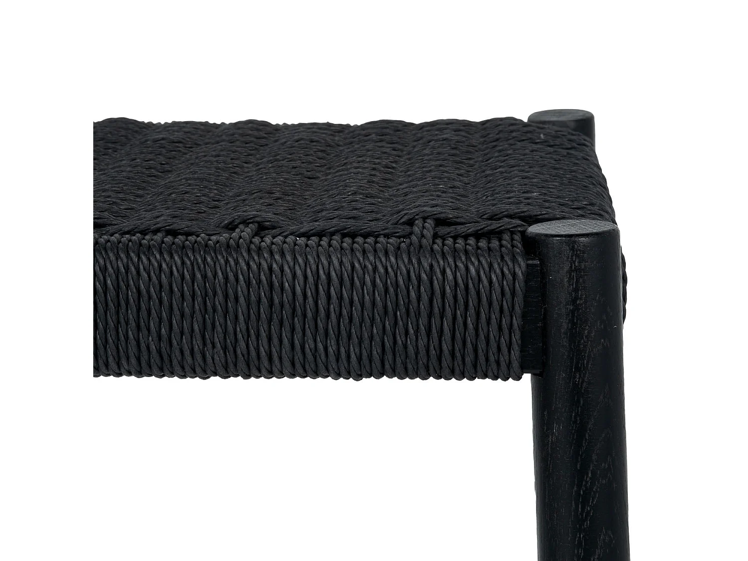 Barhocker 3er Set Ida - Papiergarn & Massives Eichenholz - Schwarz