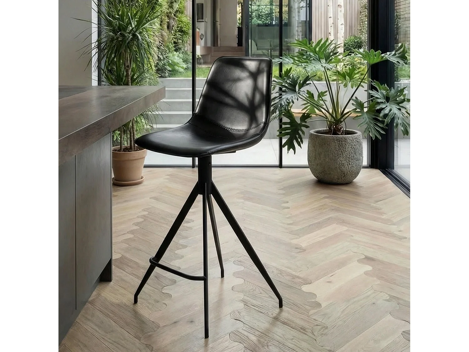 Barhocker 4er Set Isabel - Kunstleder & Metall - Schwarz