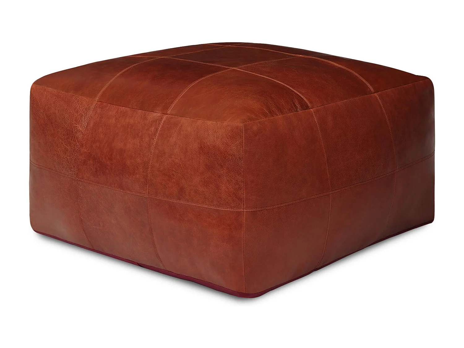 Hocker Pouf B75xT75xH45 Tenna - Leder & Baumwolle - Braun