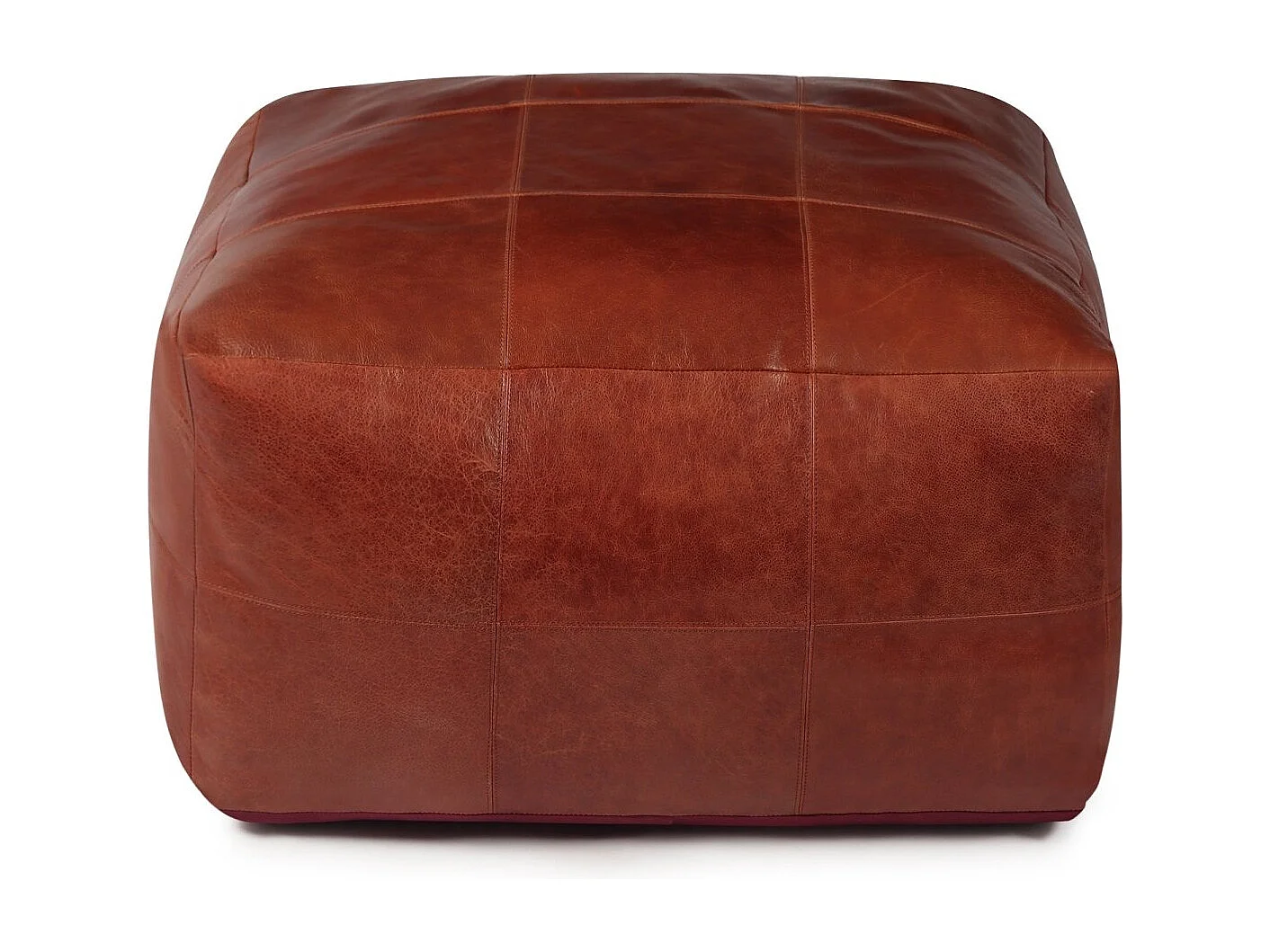 Hocker Pouf B75xT75xH45 Tenna - Leder & Baumwolle - Braun