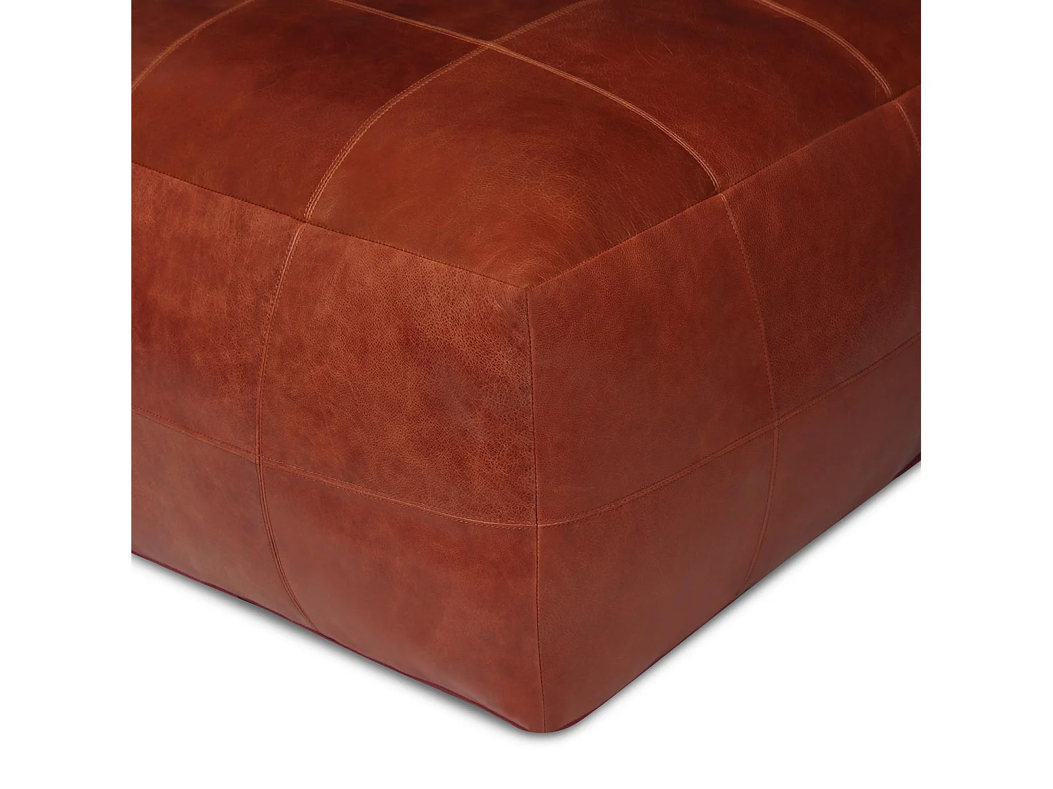 Hocker Pouf B75xT75xH45 Tenna - Leder & Baumwolle - Braun