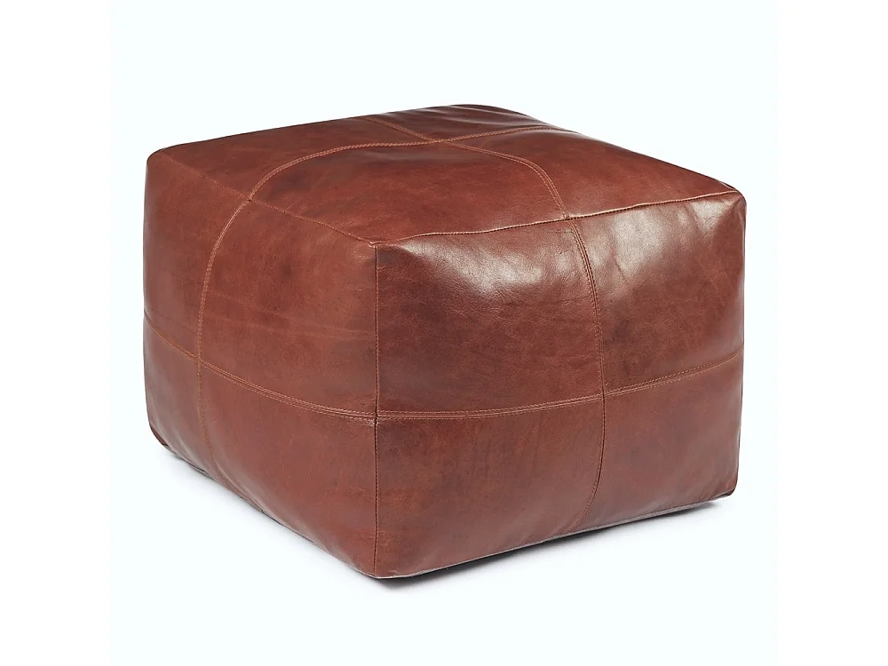 Hocker Pouf B50xT50xH45 Tenna - Leder & Baumwolle - Braun
