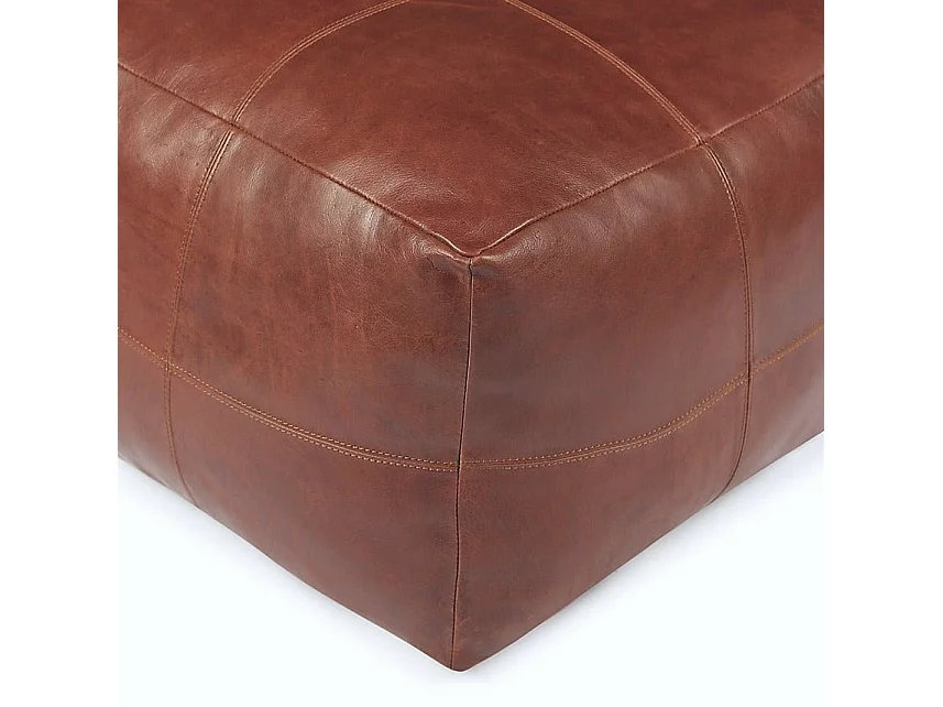 Hocker Pouf B50xT50xH45 Tenna - Leder & Baumwolle - Braun