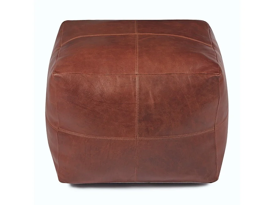 Hocker Pouf B50xT50xH45 Tenna - Leder & Baumwolle - Braun