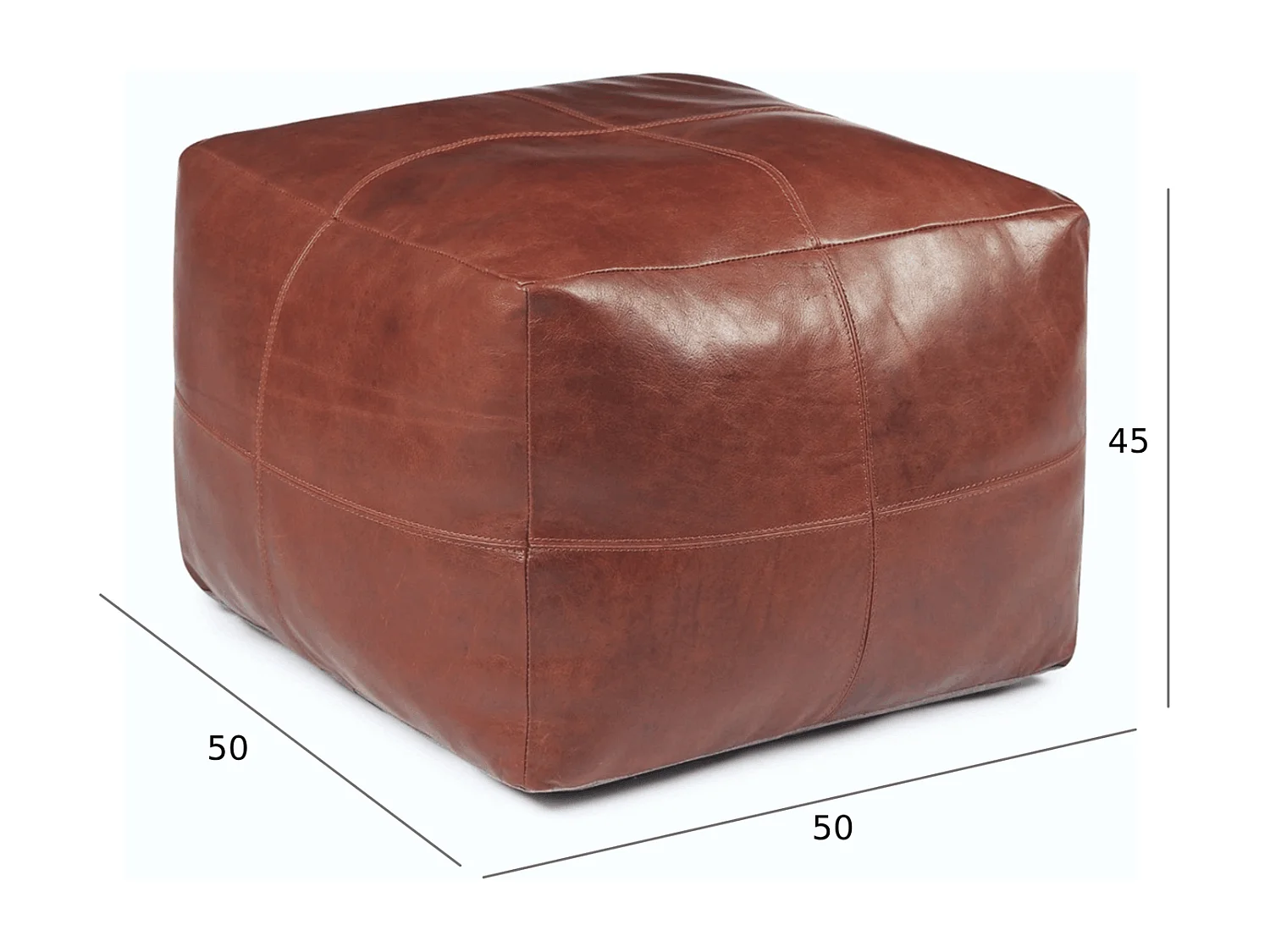 Hocker Pouf B50xT50xH45 Tenna - Leder & Baumwolle - Braun