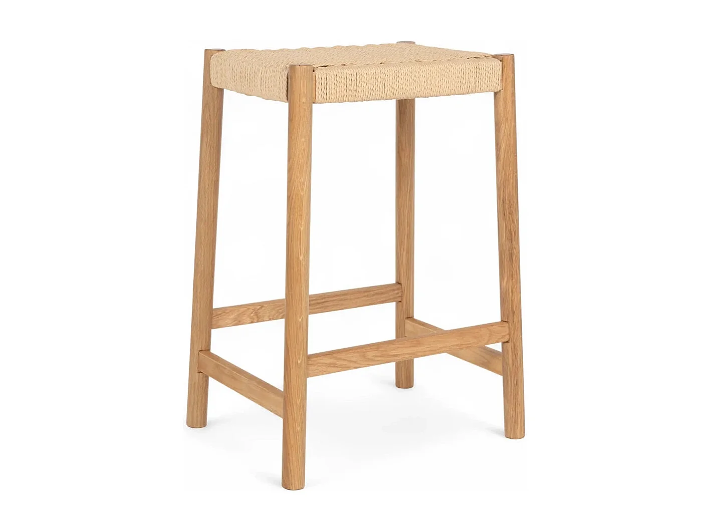 Barhocker 4er Set Ida - Papiergarn & Massives Eichenholz - Wildeiche