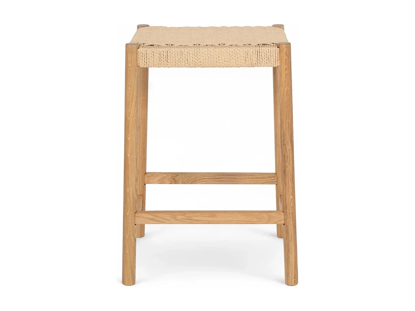 Barhocker 4er Set Ida - Papiergarn & Massives Eichenholz - Wildeiche