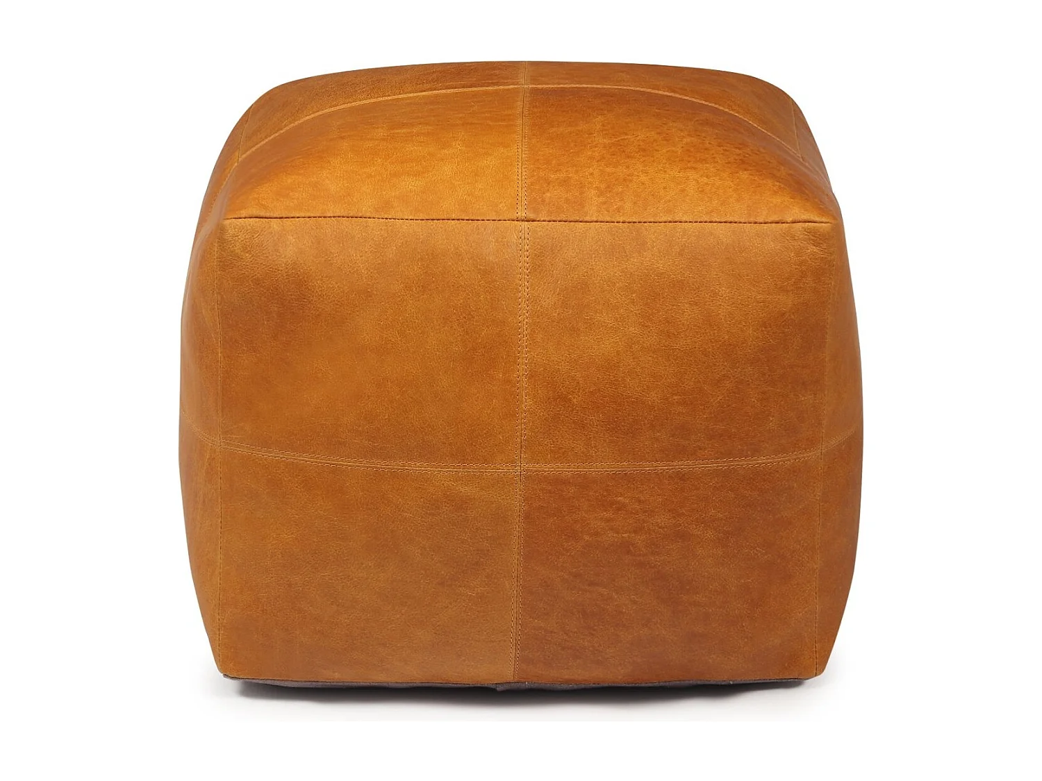 Hocker Pouf B50xT50xH45 Tenna - Leder & Baumwolle - Cognacbraun